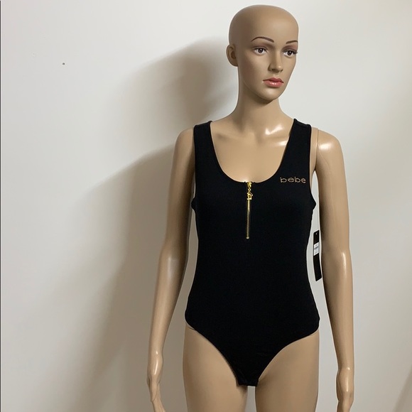 Bebe black and gold racerback onesie size large - Picture 4 of 10